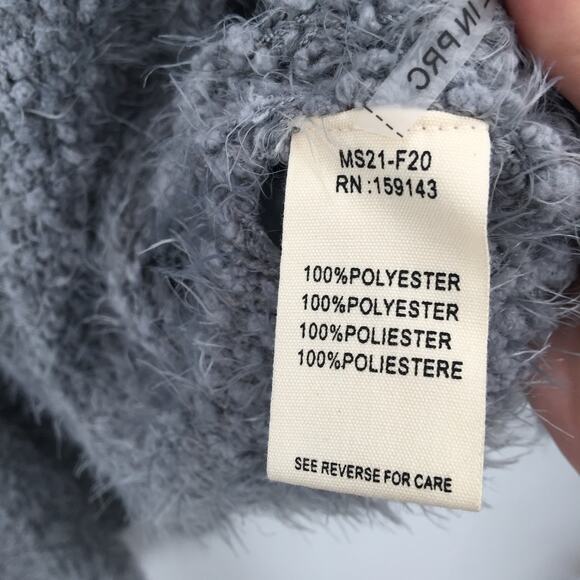 FRNCH Cardigan Sweater Open Front 3/4 Sleeve Two Pockets Solid Grey Small Medium - Picture 6 of 7